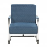 Studio Accent Chair in Royal Blue Velvet with Diamond Tuft and Stainless Frame by Diamond Sofa