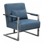 Studio Accent Chair in Royal Blue Velvet with Diamond Tuft and Stainless Frame by Diamond Sofa