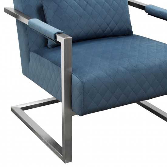 Studio Accent Chair in Royal Blue Velvet with Diamond Tuft and Stainless Frame by Diamond Sofa