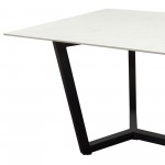 Caplan Rectangular Dining Table with Ceramic Marble Glass Top and Black Powder Coat Base by Diamond Sofa