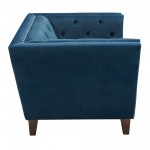 Grand Tufted Back Chair with Nail Head Accent in Blue Velvet by Diamond Sofa