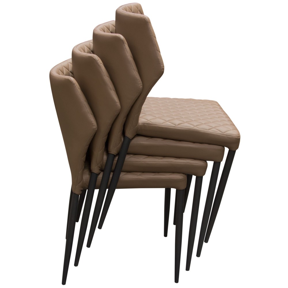 Milo 4-Pack Dining Chairs in Coffee Diamond Tufted Leatherette with Black Powder Coat Legs by Diamond Sofa Milo 4-Pack Dining Chairs in Coffee Diamond Tufted Leatherette with Black Powder Coat Legs by Diamond Sofa