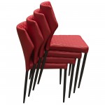 Milo 4-Pack Dining Chairs in Red Diamond Tufted Leatherette with Black Powder Coat Legs by Diamond Sofa