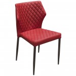 Milo 4-Pack Dining Chairs in Red Diamond Tufted Leatherette with Black Powder Coat Legs by Diamond Sofa