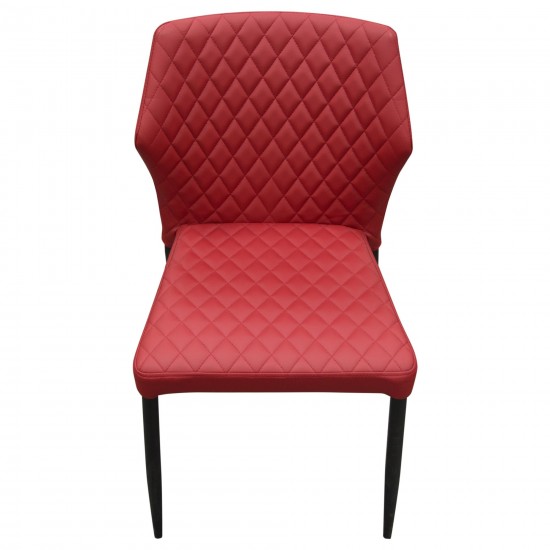 Milo 4-Pack Dining Chairs in Red Diamond Tufted Leatherette with Black Powder Coat Legs by Diamond Sofa