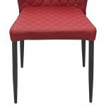 Milo 4-Pack Dining Chairs in Red Diamond Tufted Leatherette with Black Powder Coat Legs by Diamond Sofa