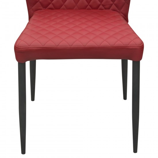 Milo 4-Pack Dining Chairs in Red Diamond Tufted Leatherette with Black Powder Coat Legs by Diamond Sofa