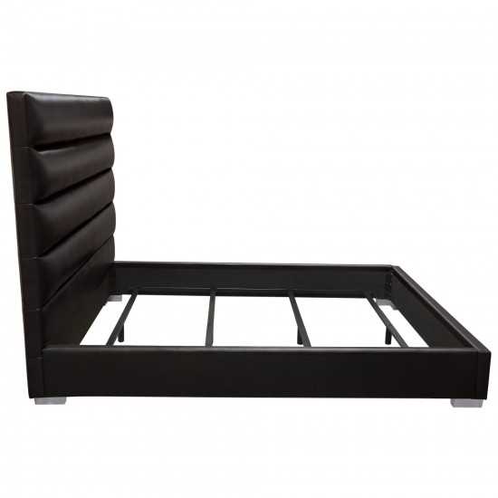 Bardot Channel Tufted Eastern King Bed in Black Leatherette by Diamond Sofa