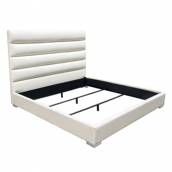 Bardot Channel Tufted Queen Bed in White Leatherette by Diamond Sofa