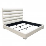 Bardot Channel Tufted Eastern King Bed in White Leatherette by Diamond Sofa