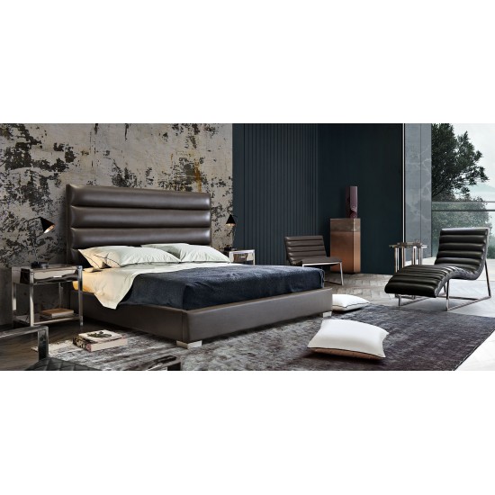 Bardot Channel Tufted Eastern King Bed in Elephant Grey Leatherette by Diamond Sofa