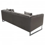 Crawford Tufted Sofa in Dusk Grey Velvet w/ Polished Metal Leg & Trim by Diamond Sofa