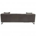 Crawford Tufted Sofa in Dusk Grey Velvet w/ Polished Metal Leg & Trim by Diamond Sofa