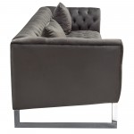 Crawford Tufted Sofa & Chair 2PC Set in Dusk Grey Velvet w/ Polished Metal Leg & Trim by Diamond Sofa