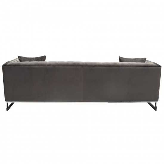 Crawford Tufted Sofa & Chair 2PC Set in Dusk Grey Velvet w/ Polished Metal Leg & Trim by Diamond Sofa