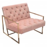 Luxe Accent Chair in Blush Pink Tufted Velvet Fabric with Polished Gold Stainless Steel Frame by Diamond Sofa