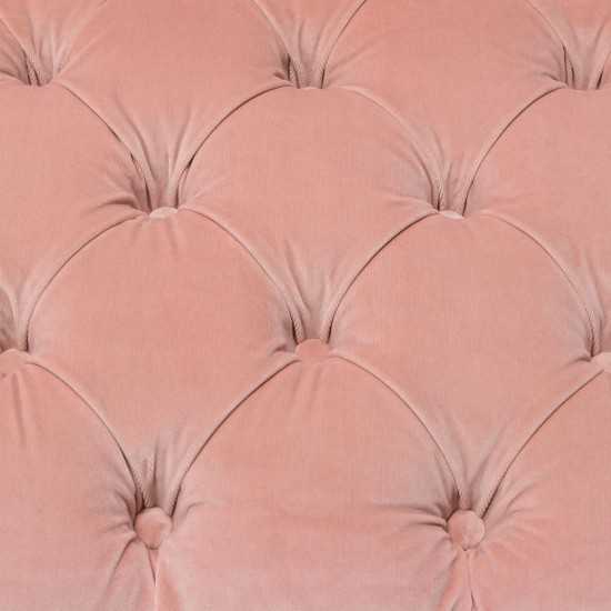 Luxe Accent Chair in Blush Pink Tufted Velvet Fabric with Polished Gold Stainless Steel Frame by Diamond Sofa