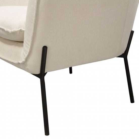 Status Accent Chair in Cream Fabric with Black Powder Coated Metal Leg by Diamond Sofa