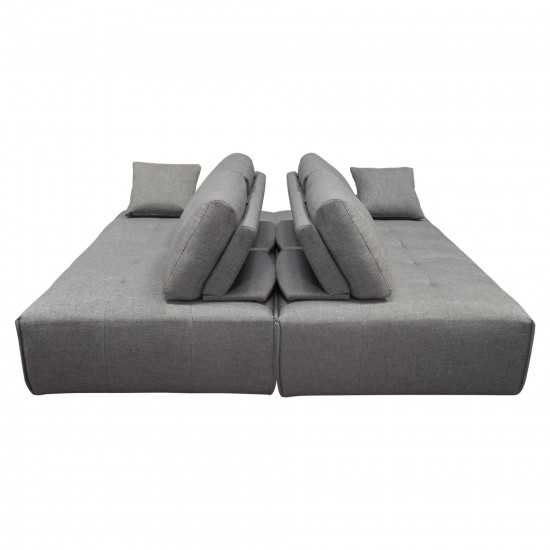 Cloud 2PC Lounge Seating Platforms with Moveable Backrest Supports in Space Grey Fabric by Diamond Sofa