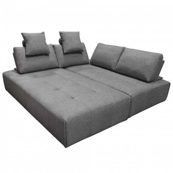 Cloud 2PC Lounge Seating Platforms with Moveable Backrest Supports in Space Grey Fabric by Diamond Sofa