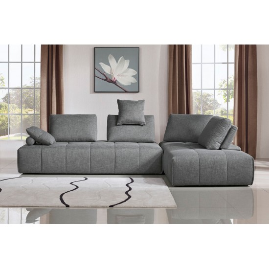 Cloud 2PC Lounge Seating Platforms with Moveable Backrest Supports in Space Grey Fabric by Diamond Sofa