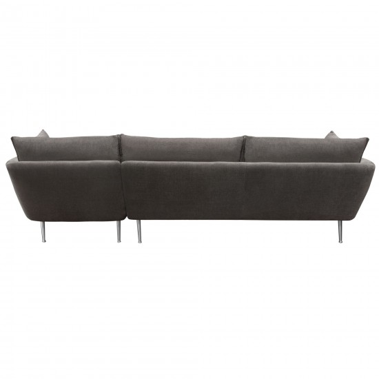 Vantage RF 2PC Sectional in Iron Grey Fabric w/ Brushed Metal Legs by Diamond Sofa