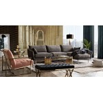 Vantage RF 2PC Sectional in Iron Grey Fabric w/ Brushed Metal Legs by Diamond Sofa