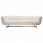 Venus Cream Fabric Sofa w/ Contrasting Pillows & Gold Finished Metal Base by Diamond Sofa