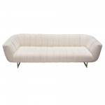 Venus Cream Fabric Sofa w/ Contrasting Pillows & Gold Finished Metal Base by Diamond Sofa