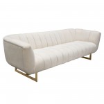 Venus Cream Fabric Sofa w/ Contrasting Pillows & Gold Finished Metal Base by Diamond Sofa