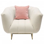 Venus Cream Fabric Sofa & Chair 2PC Set w/ Contrasting Pillows & Gold Finished Metal Base by Diamond Sofa