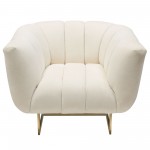 Venus Cream Fabric Sofa & Chair 2PC Set w/ Contrasting Pillows & Gold Finished Metal Base by Diamond Sofa