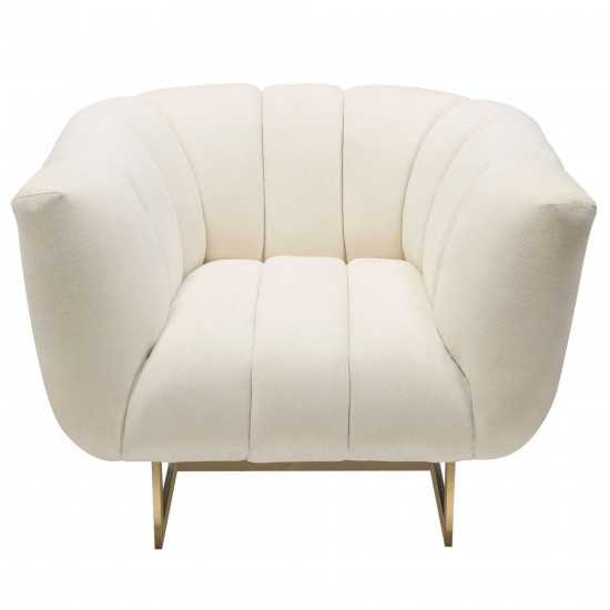 Venus Cream Fabric Sofa & Chair 2PC Set w/ Contrasting Pillows & Gold Finished Metal Base by Diamond Sofa