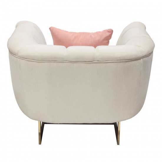 Venus Cream Fabric Sofa & Chair 2PC Set w/ Contrasting Pillows & Gold Finished Metal Base by Diamond Sofa