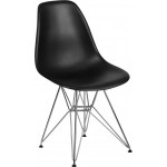 Elon Series Black Plastic Chair with Chrome Base