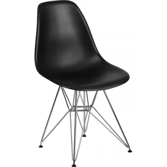 Elon Series Black Plastic Chair with Chrome Base