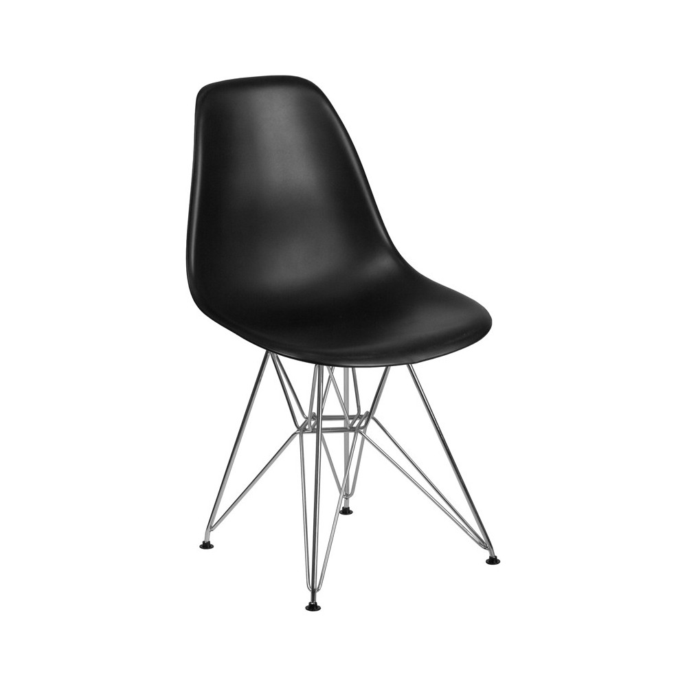 Elon Series Black Plastic Chair with Chrome Base