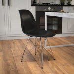 Elon Series Black Plastic Chair with Chrome Base