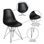 Elon Series Black Plastic Chair with Chrome Base