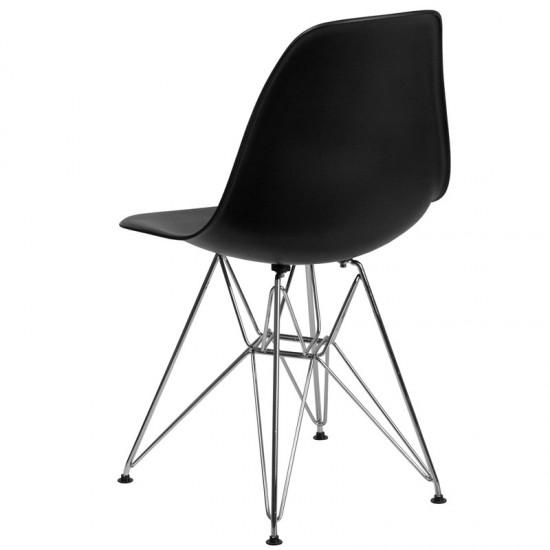 Elon Series Black Plastic Chair with Chrome Base