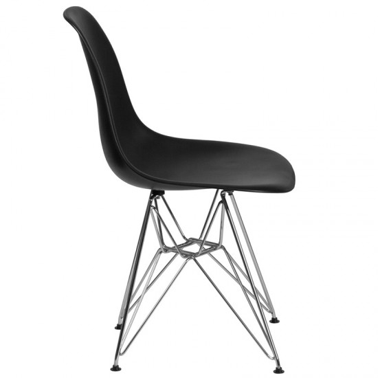 Elon Series Black Plastic Chair with Chrome Base