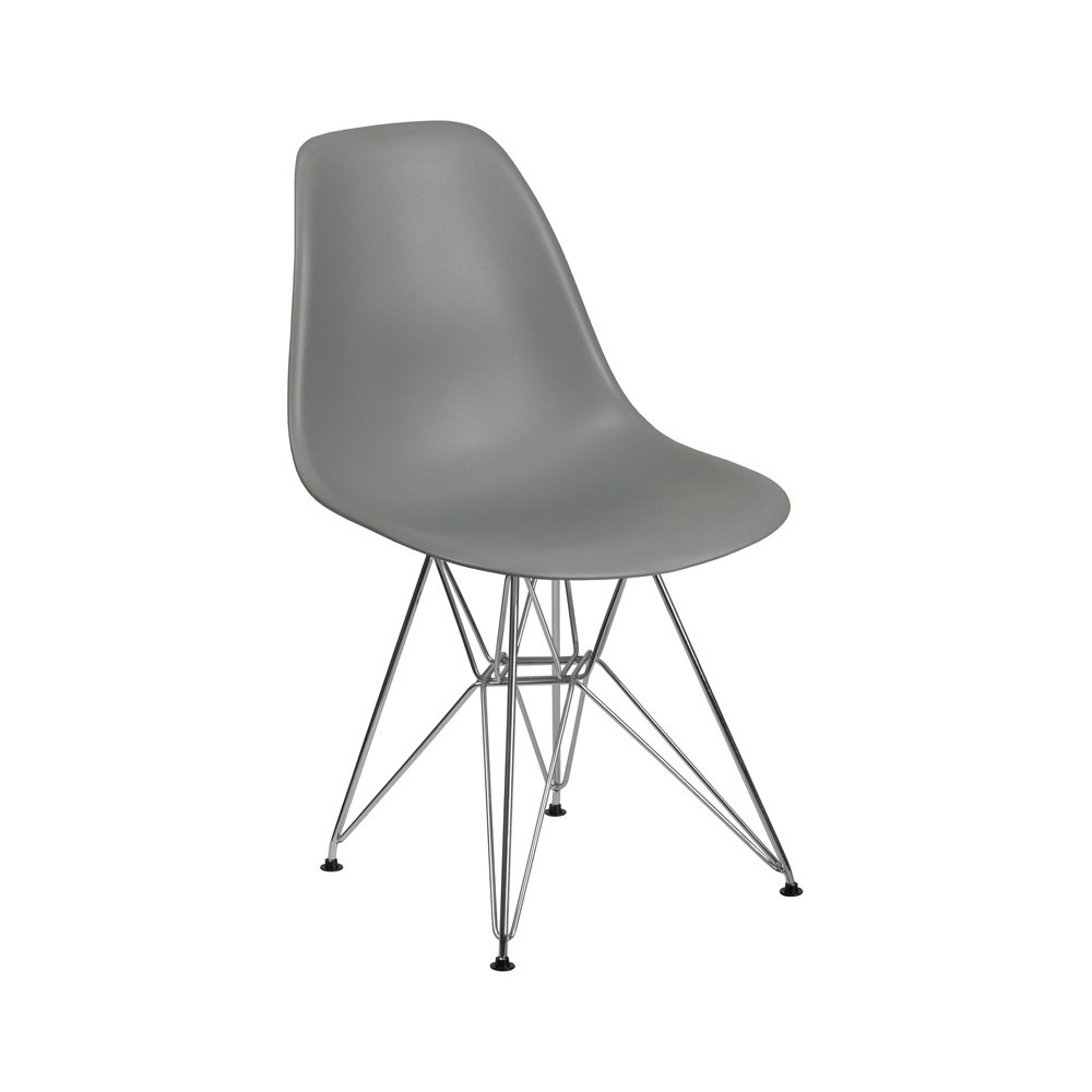 Elon Series Moss Gray Plastic Chair with Chrome Base Elon Series Moss Gray Plastic Chair with Chrome Base