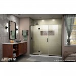 Unidoor-X 63-63 1/2 in. W x 72 in. H Frameless Hinged Shower Door in Satin Black