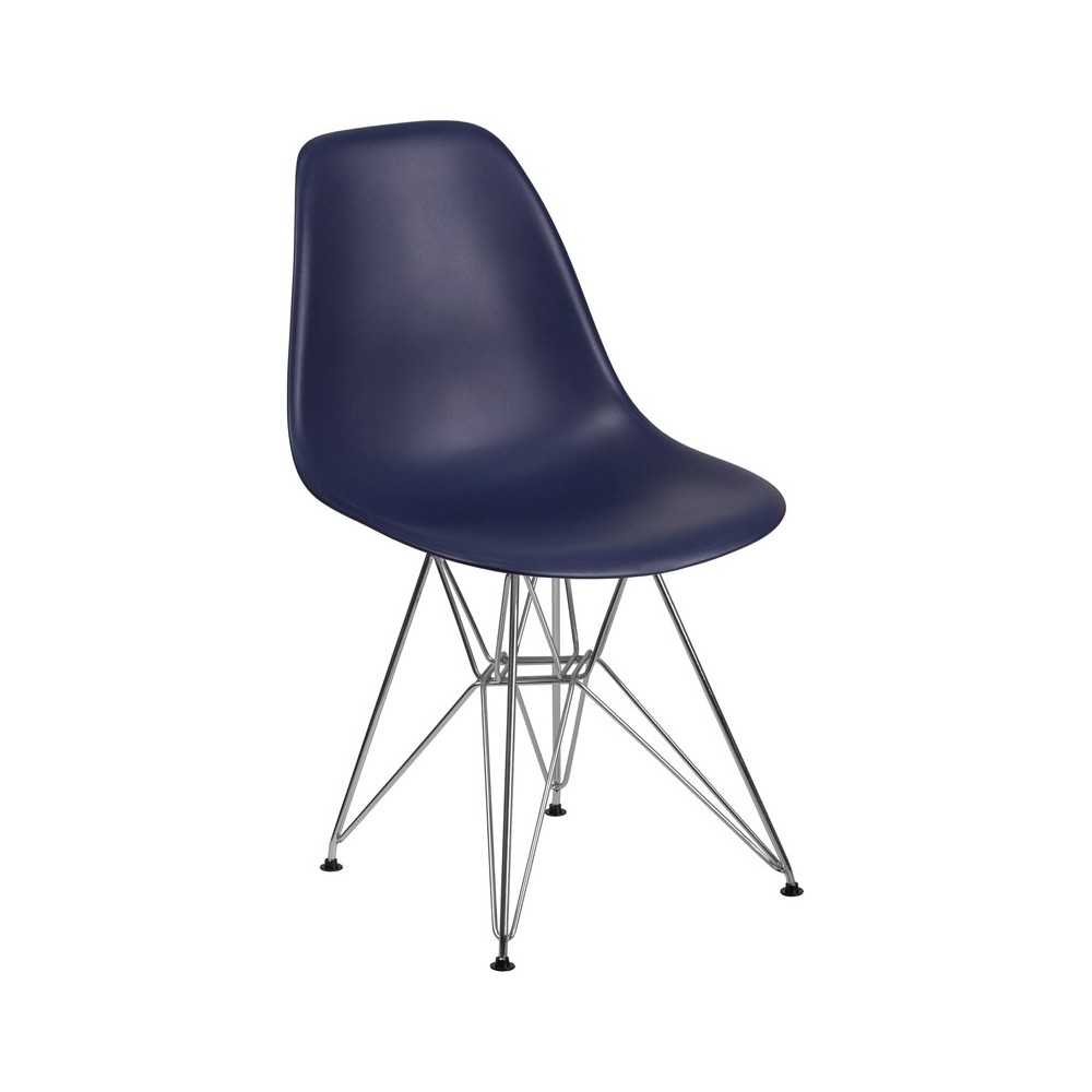 Elon Series Navy Plastic Chair with Chrome Base Elon Series Navy Plastic Chair with Chrome Base