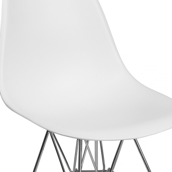 Elon Series White Plastic Chair with Chrome Base
