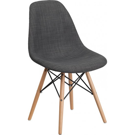 Elon Series Siena Gray Fabric Chair with Wooden Legs