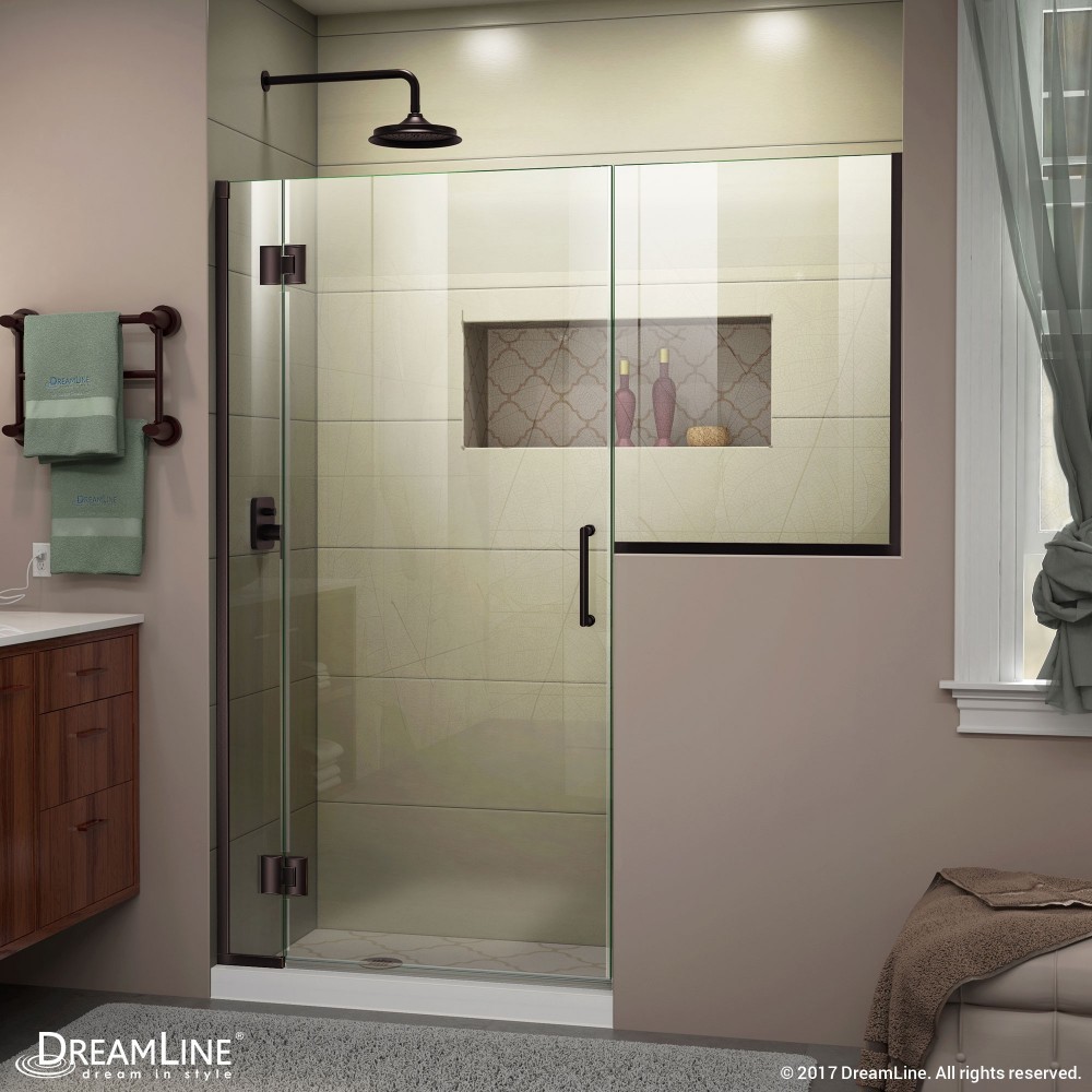 Unidoor-X 55-55 1/2 in. W x 72 in. H Frameless Hinged Shower Door in Oil Rubbed Bronze