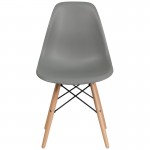 Elon Series Moss Gray Plastic Chair with Wooden Legs