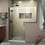 Unidoor-X 56-56 1/2 in. W x 72 in. H Frameless Hinged Shower Door in Satin Black