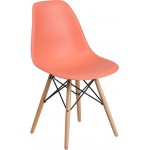 Elon Series Peach Plastic Chair with Wooden Legs